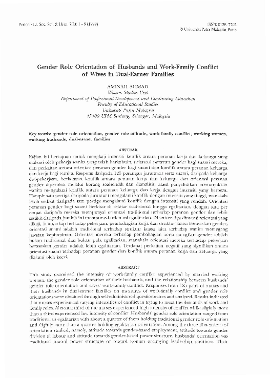 (PDF) Gender Role Orientation of Husbands and Work-Family Conflict of ...