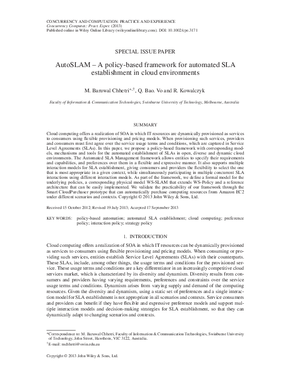 (PDF) AutoSLAM - A policy-based framework for automated SLA ...