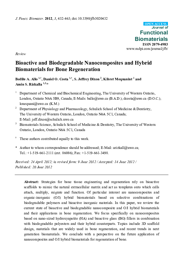 (PDF) Bioactive and Biodegradable Nanocomposites and Hybrid ...