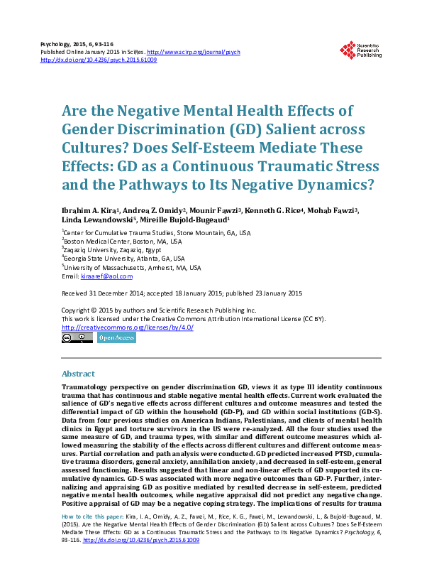 (PDF) Are the Negative Mental Health Effects of Gender Discrimination ...