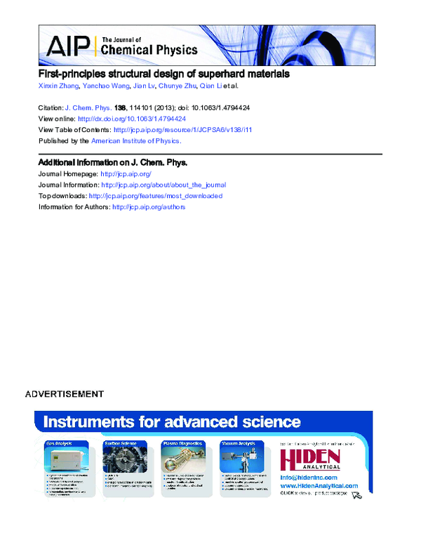 (PDF) First-principles structural design of superhard materials