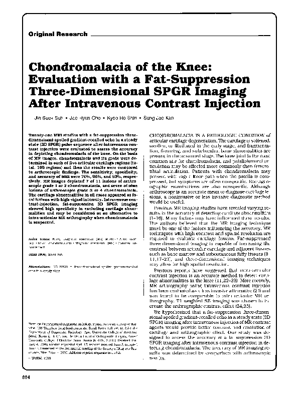 (PDF) Chondromalacia of the knee: Evaluation with a fat-suppression ...