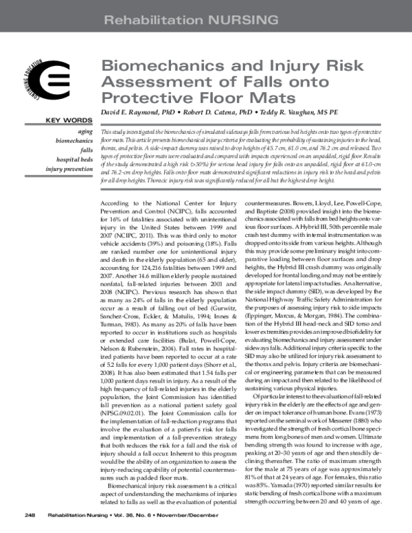 (PDF) Biomechanics and Injury Risk Assessment of Falls onto Protective ...