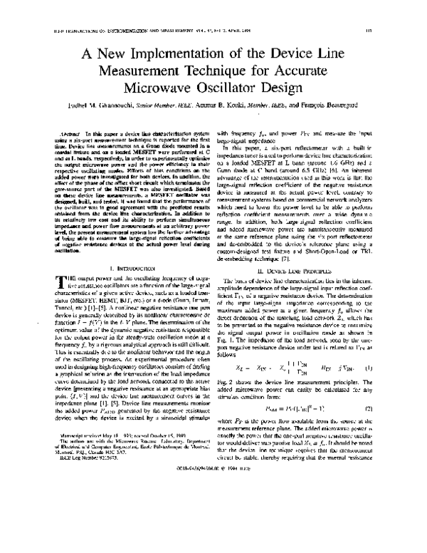 (PDF) A new implementation of the device line measurement technique for