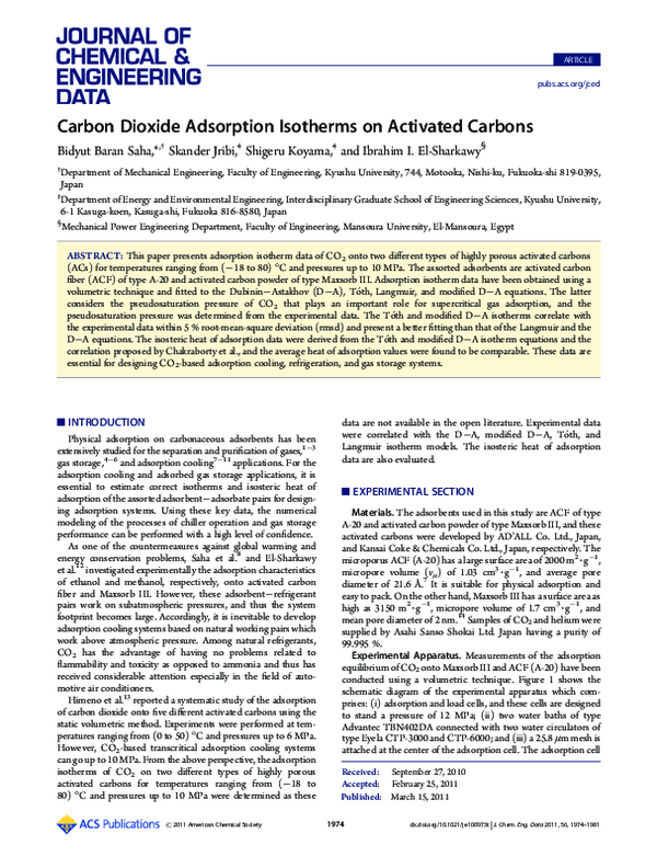 (PDF) Carbon Dioxide Adsorption Isotherms on Activated Carbons