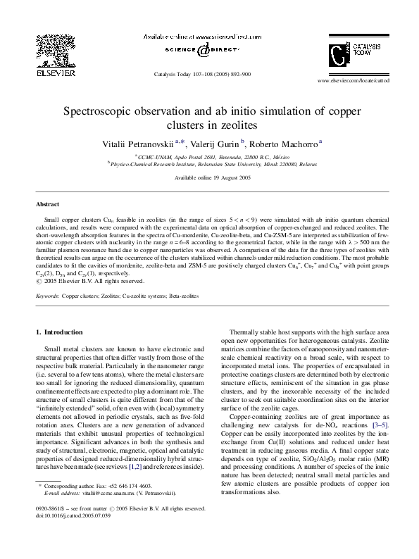 (PDF) Spectroscopic observation and ab initio simulation of copper ...