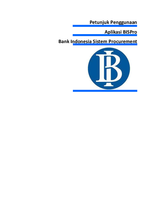 (PDF) Petunjuk Penggunaan Aplikasi BISPro Bank Indonesia