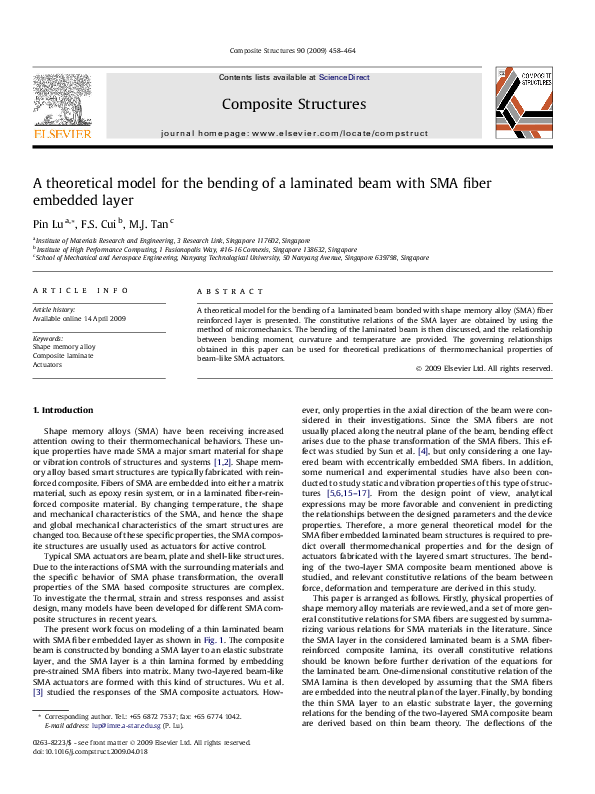 (PDF) A theoretical model for the bending of a laminated beam with SMA ...