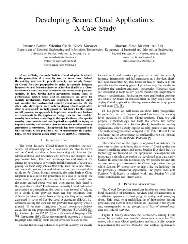 (PDF) Developing Secure Cloud Applications: A Case Study