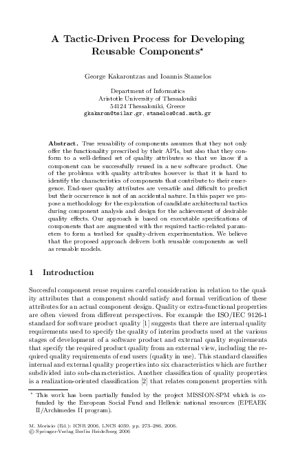 (PDF) A tactic-driven process for developing reusable components