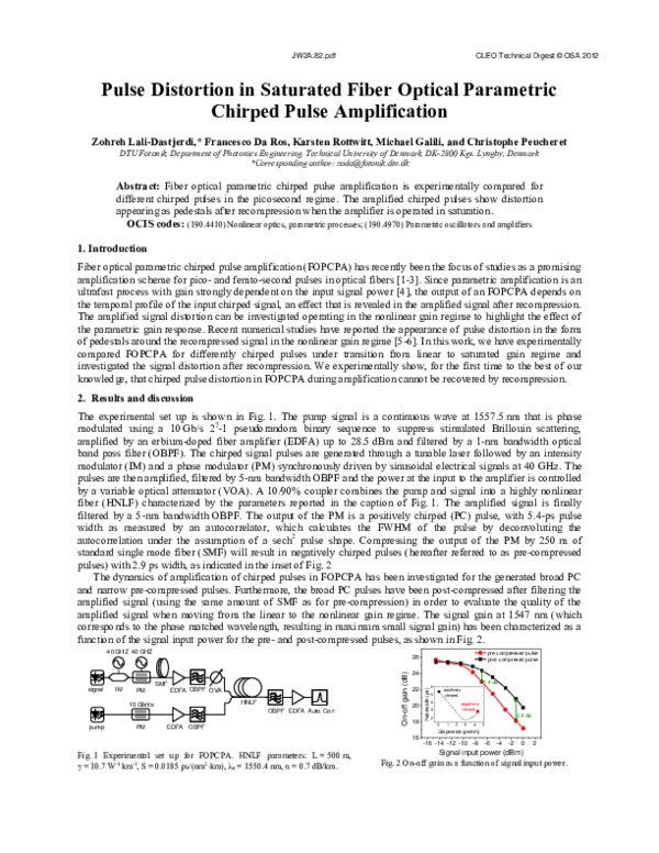 (PDF) Pulse Distortion in Saturated Fiber Optical Parametric Chirped ...
