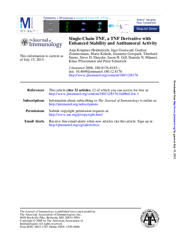 (PDF) Single-Chain TNF, a TNF Derivative with Enhanced Stability and ...