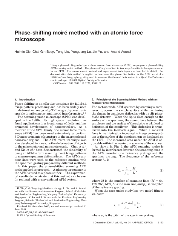 (PDF) Phase-Shifting Moireí Method with an Atomic Force Microscope