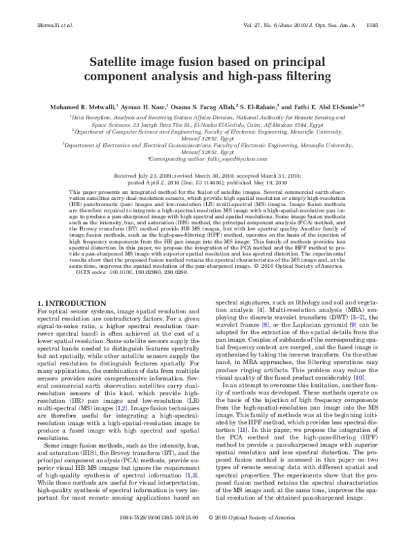 (PDF) Satellite image fusion based on principal component analysis and ...