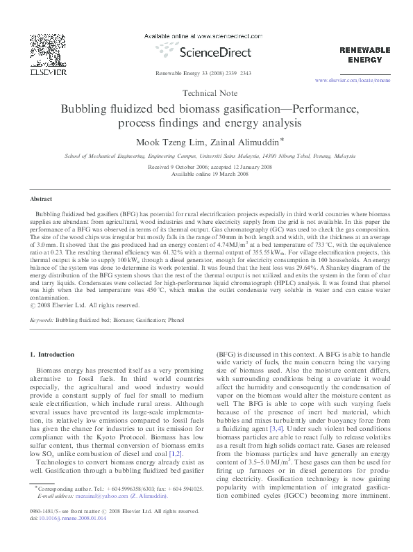 (PDF) Bubbling fluidized bed biomass gasification—Performance, process ...