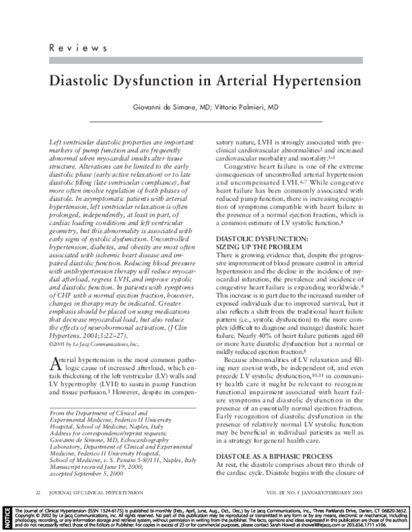 (PDF) Diastolic Dysfunction in Arterial Hypertension