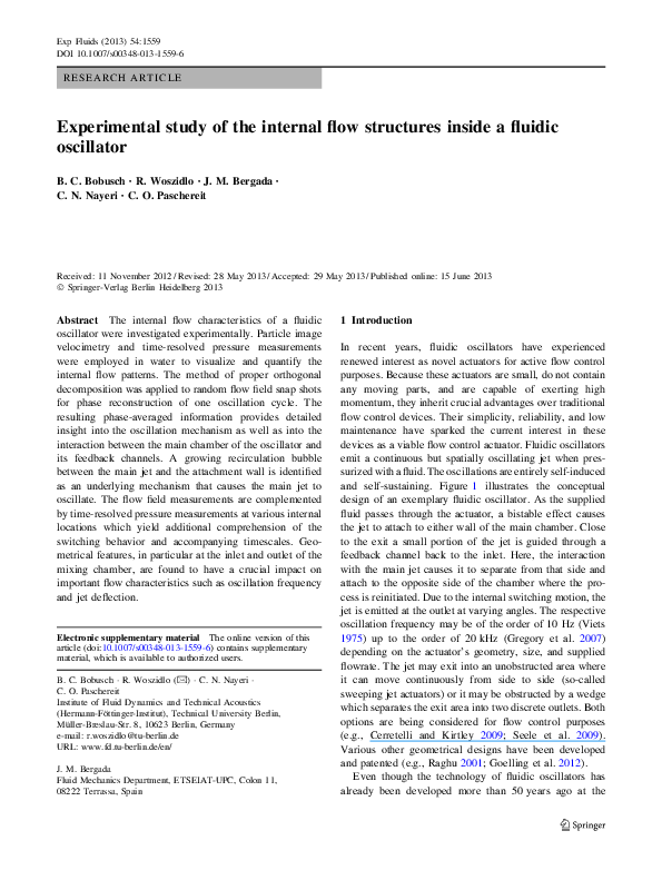 (PDF) Experimental study of the internal flow structures inside a ...