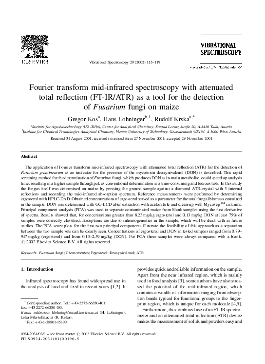(PDF) Fourier transform mid-infrared spectroscopy with attenuated total ...