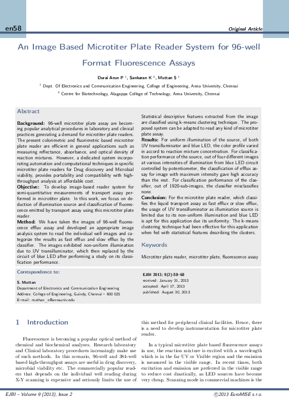 (PDF) An Image Based Microtiter Plate Reader System for 96well Format