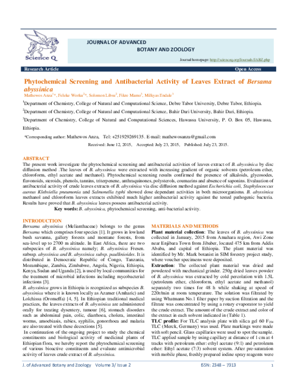 (PDF) Phytochemical Screening and Antibacterial Activity of Leaves ...