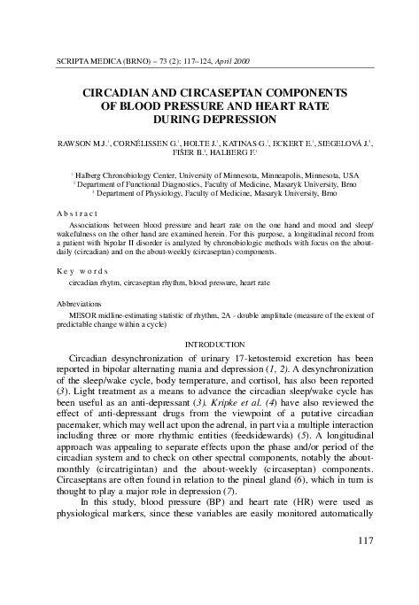 (PDF) CIRCADIAN AND CIRCASEPTAN COMPONENTS OF BLOOD PRESSURE AND HEART ...