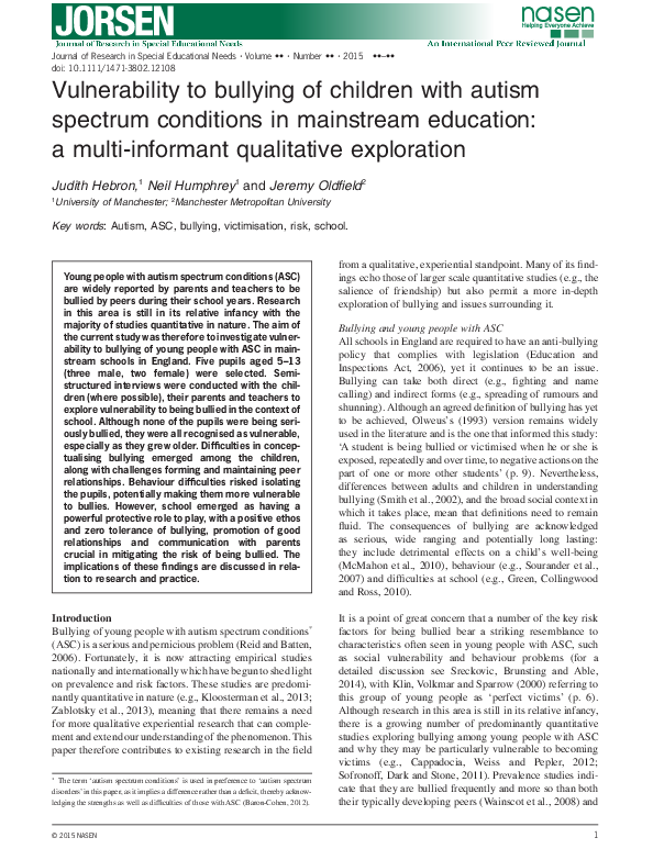 Autism Issues Complicate Anti Bullying >> Pdf Vulnerability To Bullying Of Children With Autism Spectrum Autism Issues Complicate Anti Bullying >> Pdf Vulnerability To Bullying Of Children With Autism Spectrum
