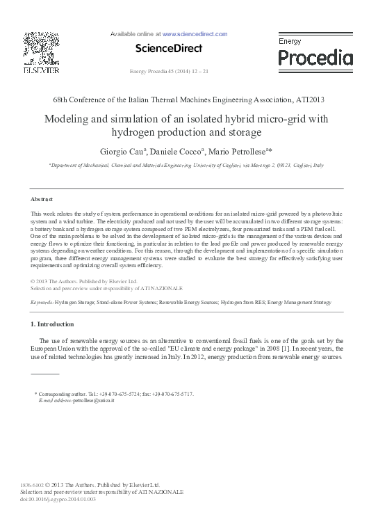(PDF) Modeling and Simulation of an Isolated Hybrid Micro-grid with ...