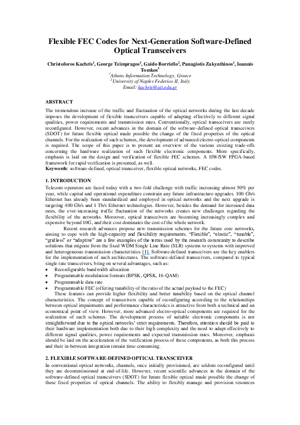 (PDF) Flexible FEC codes for next-generation software-defined optical ...