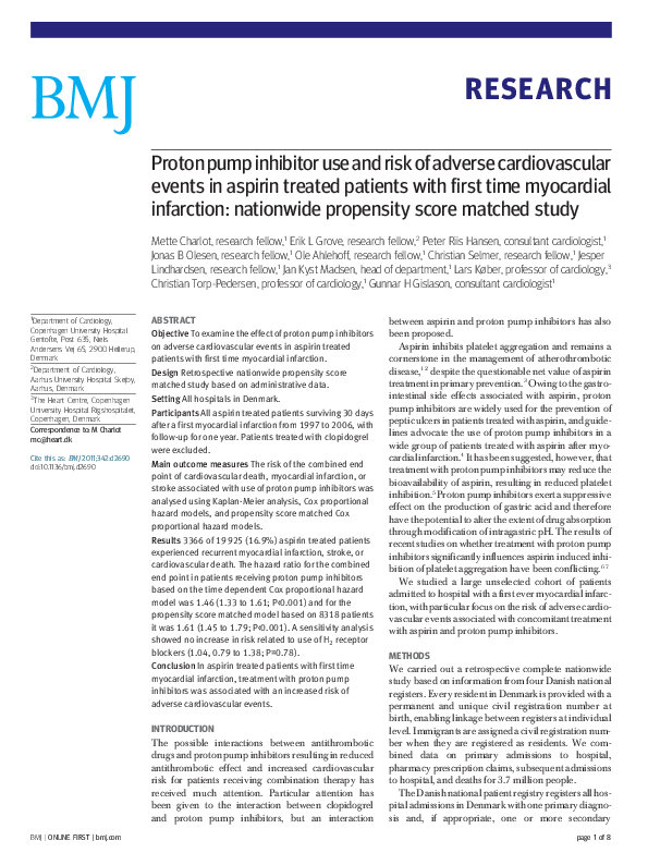 (PDF) Proton pump inhibitor use and risk of adverse cardiovascular ...