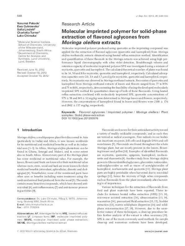 (PDF) Molecular imprinted polymer for solid-phase extraction of ...