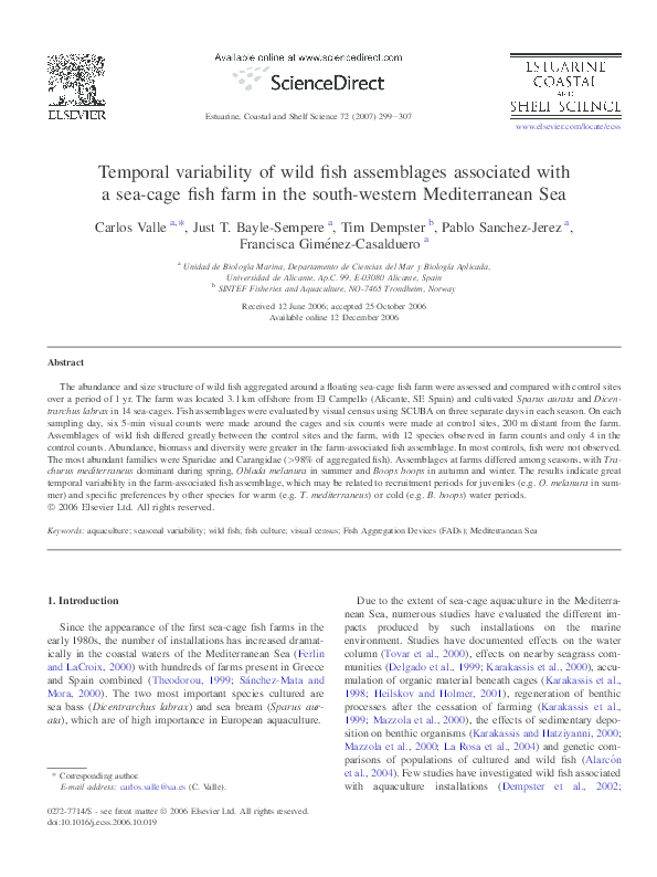 (PDF) Temporal variability of wild fish assemblages associated with a ...