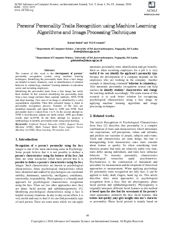 (PDF) Persons' Personality Traits Recognition using Machine Learning ...