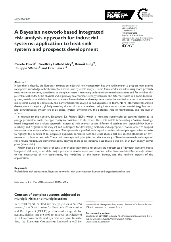 Pdf A Bayesian Network Based Integrated Risk Analysis Approach For
