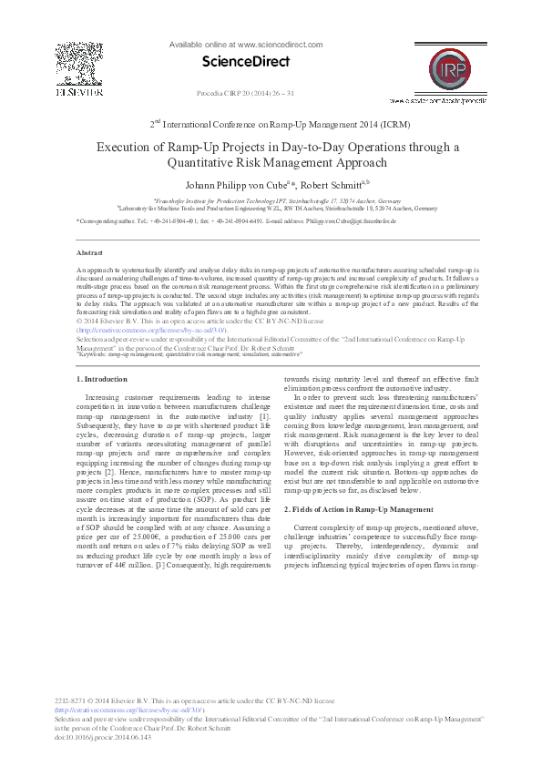 (PDF) Execution of Ramp-up Projects in Day-to-Day Operations through a ...