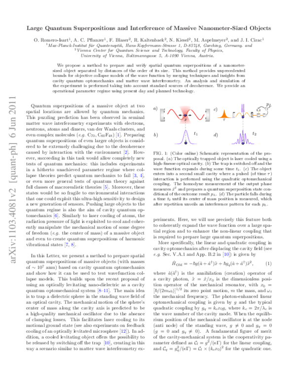 (PDF) Large Quantum Superpositions and Interference of Massive ...