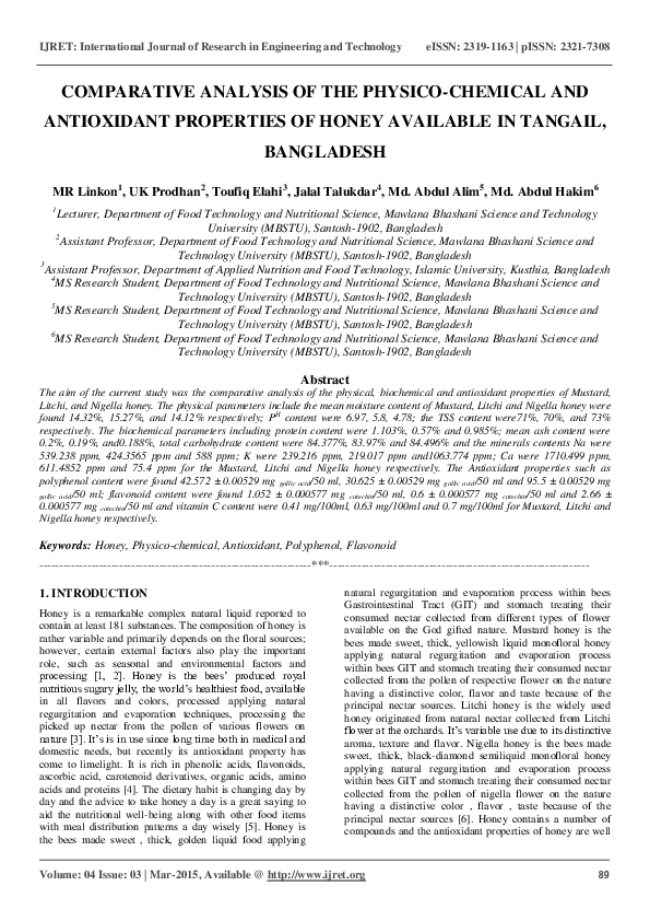 (PDF) COMPARATIVE ANALYSIS OF THE PHYSICO-CHEMICAL AND ANTIOXIDANT ...