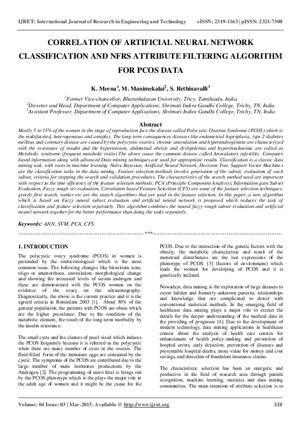 (PDF) CORRELATION OF ARTIFICIAL NEURAL NETWORK CLASSIFICATION AND NFRS ...