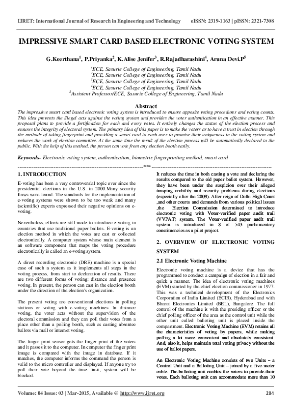 (PDF) IMPRESSIVE SMART CARD BASED ELECTRONIC VOTING SYSTEM