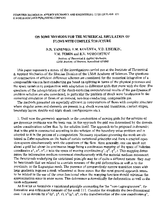 (PDF) On some methods for the numerical simulation of flows with ...