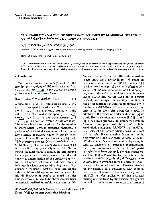 (PDF) The stability analysis of difference schemes by numerical ...
