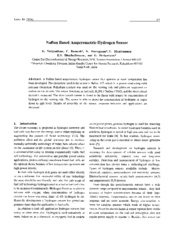 (PDF) Nafion based amperometric hydrogen sensor