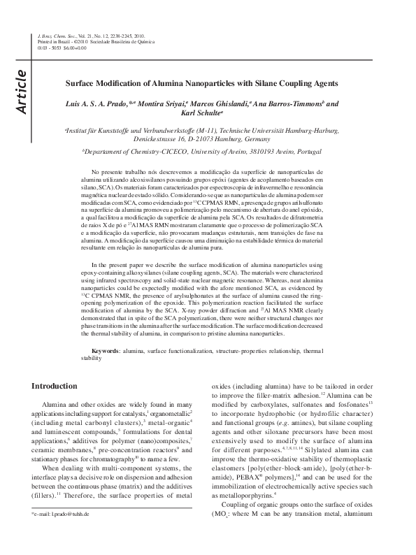 (PDF) Surface modification of alumina nanoparticles with silane ...