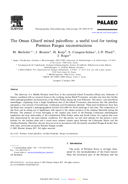 (PDF) The Oman Gharif mixed paleoflora: a useful tool for testing ...