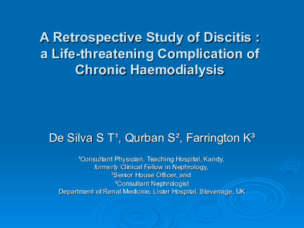 (PPT) A Retrospective Study of Discitis : a Life-threatening ...