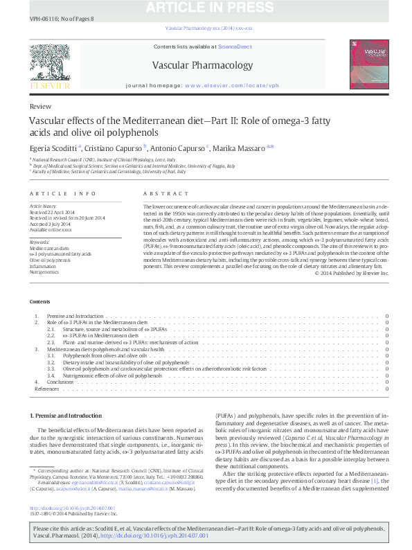 (PDF) Vascular effects of the Mediterranean diet—Part II: Role of omega ...