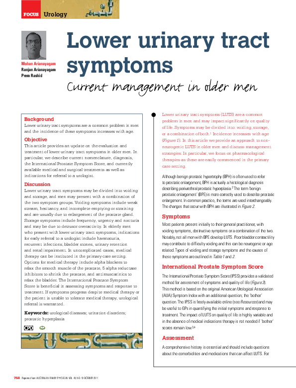 (PDF) Lower urinary tract symptoms - current management in older men