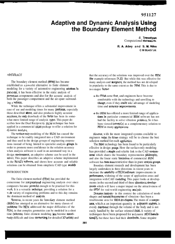 (PDF) Adaptive and Dynamic Analysis Using the Boundary Element Method