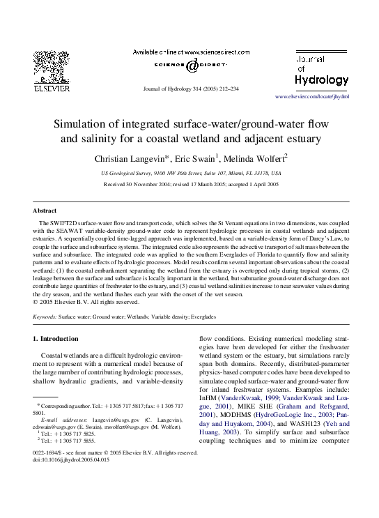 (PDF) Simulation of integrated surface-water/ground-water flow and ...