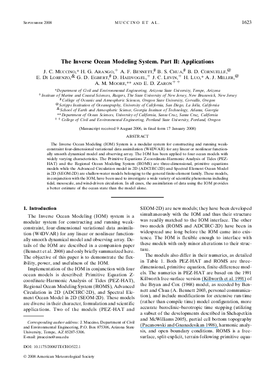 (PDF) The Inverse Ocean Modeling System. Part II: Applications