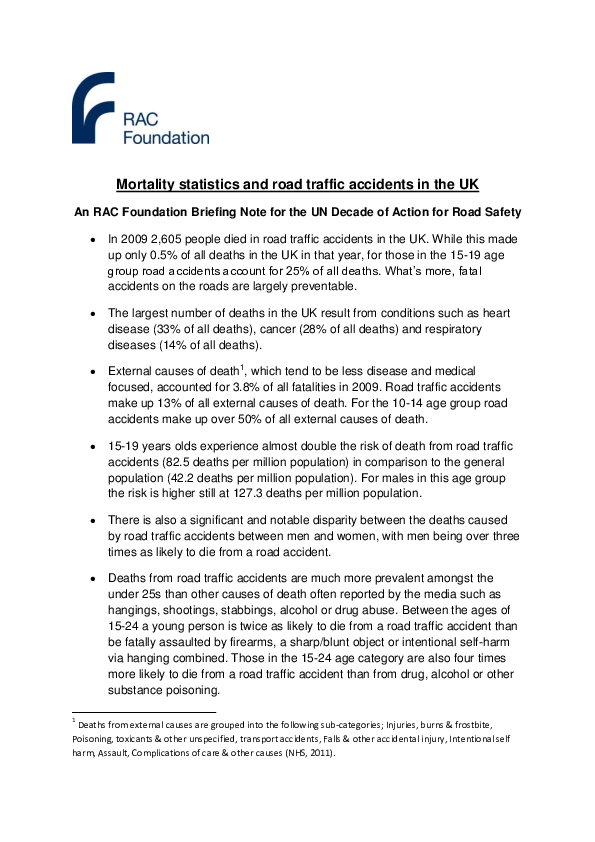 (PDF) Mortality statistics and road traffic accidents in the UK: An RAC ...